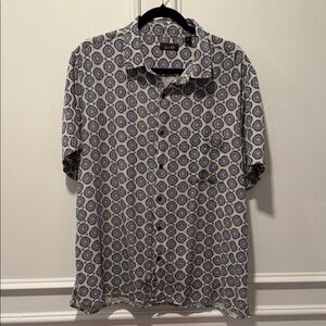Tasso Elba Men’s Shirt XXL Medallion Print Short Sleeve Silk Rayon Blend